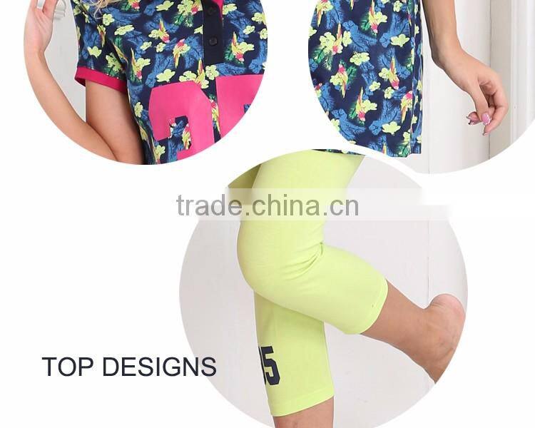 WOMEN SUMMER FASHION PAJAMAS S/S POLO TOP + LEGGING PYJAMAS WHOLESALE
