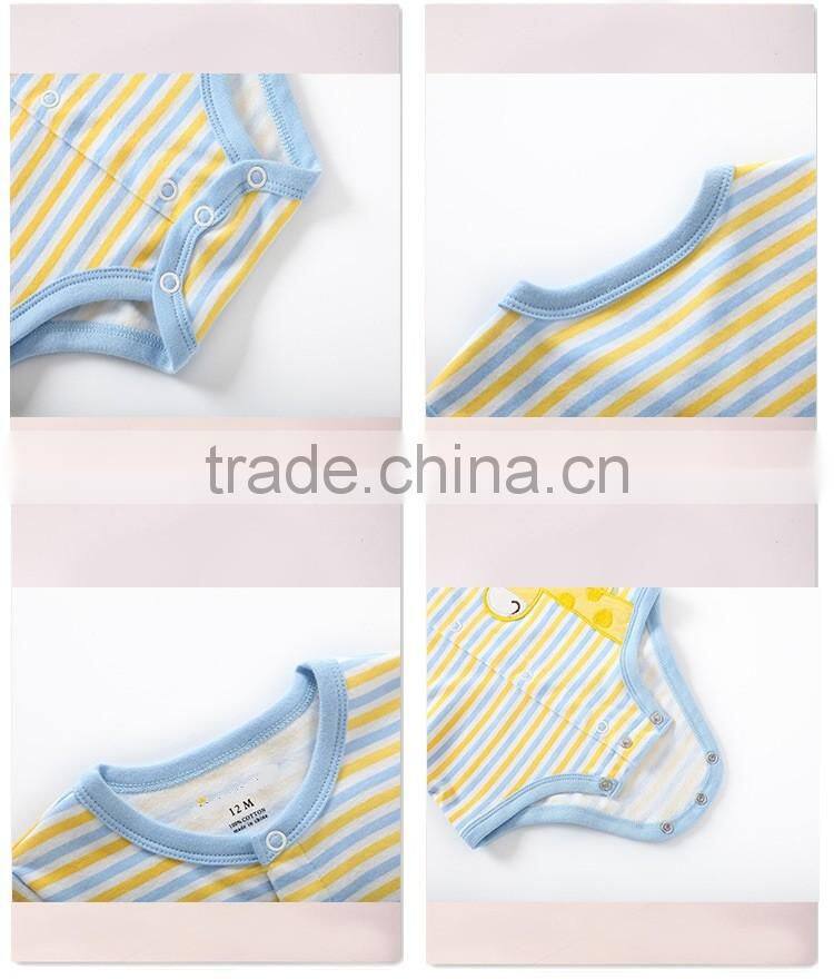 2017 summer new born baby rompers stripe animals pattern kids infants one-piece jumpsuit