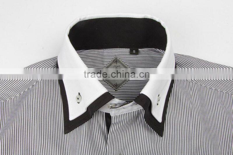 contrast color double collar button down dress shirts