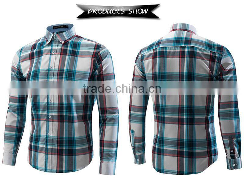 New product 2016 European fashion 100% cotton yarn dyed plaid shirt wholesale men's clothing