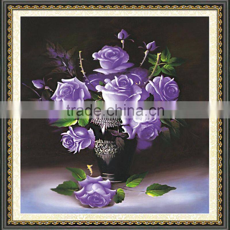 Handmade Purple Flower Pattern Embroidery Diamond Painting DIY 3D Kit Cross Stitch
