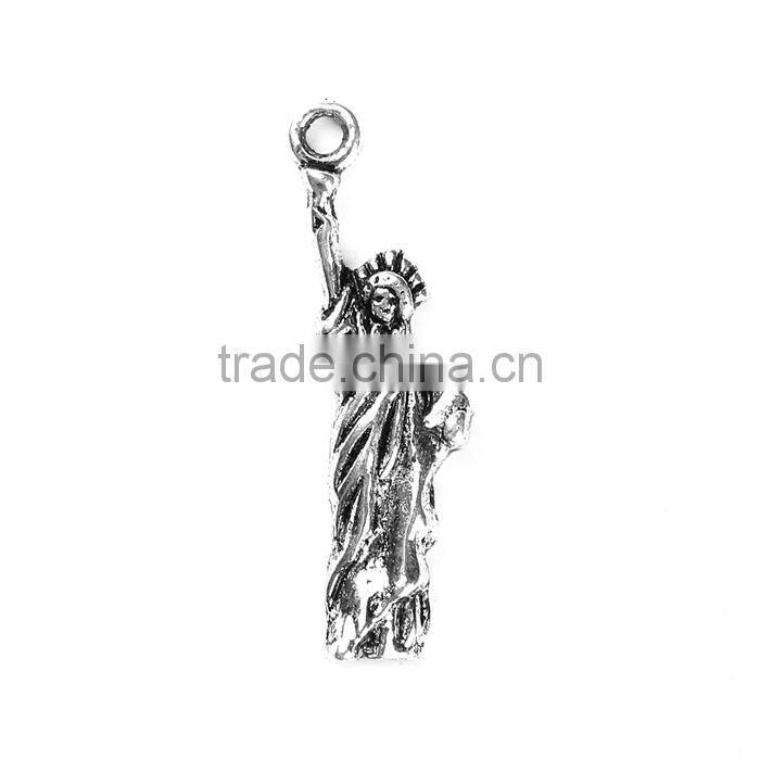 Zinc Based Alloy Pendants Statue of Liberty Antique Silver