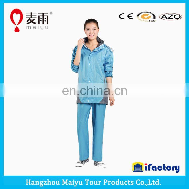 Maiyu waterproof blue pu rain jacket
