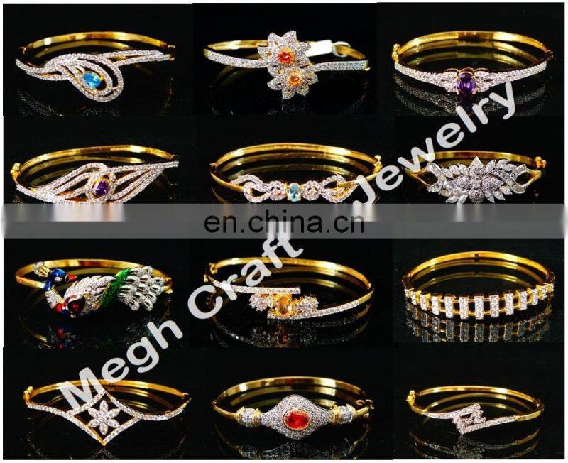 Green Horn bracelet on brass Wholesale Bangle set-Fashion Bracelet set-Bollywood fashion golden color imitation kada bracelets