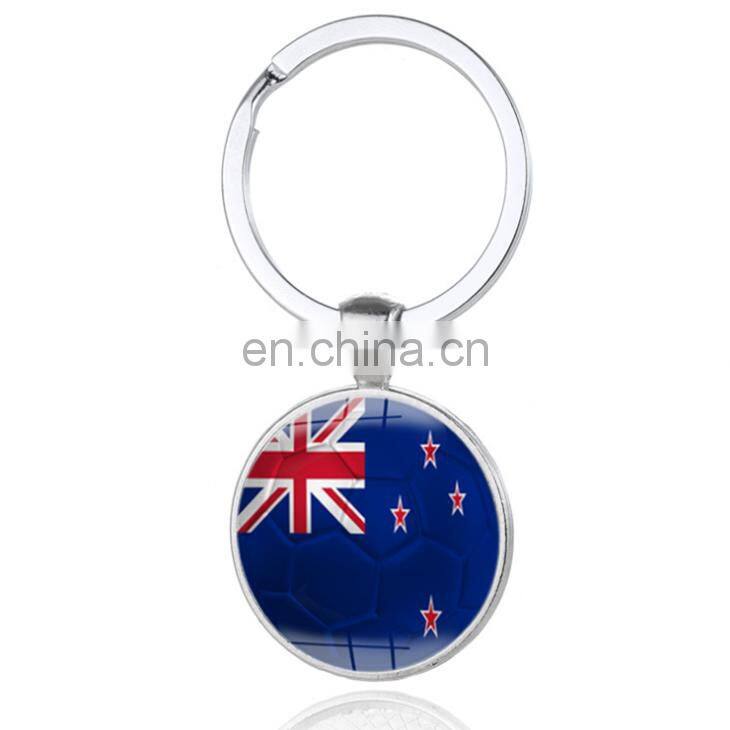 Wholesale Cheap Custom Hand Made Type Fantastic World Cup Souvenir Clear Crystal Glass National Flag Keychain