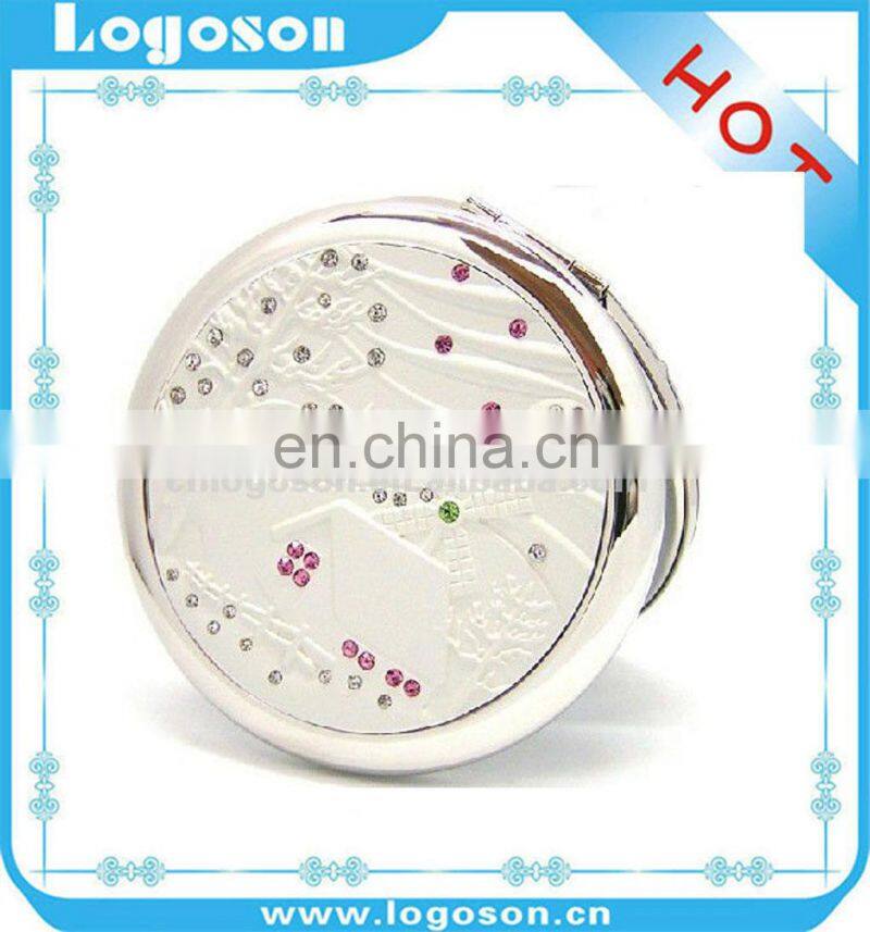 personalized portable handbag metal cheap compact mirrors souvenir