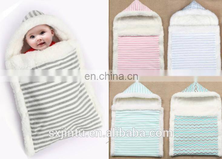 Amazon New 100%cotton and Sherpa  Newborn Baby Wrap  Infant Swaddle Blanket  Custom your logo