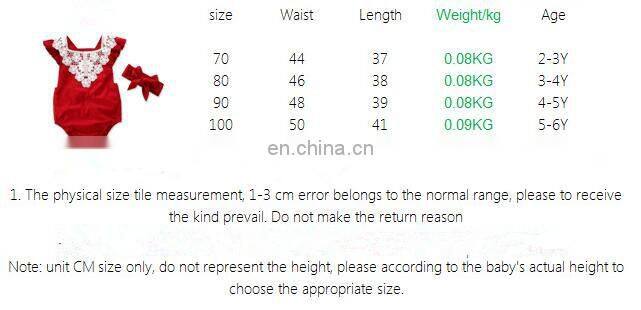 Baby Girl Red Romper Kids Lace flower Summer bodysuit