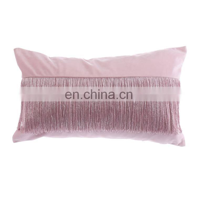 Luxury Modern 100%Polyester Velvet Pillow Cushion with Fringe Tassels for home deco