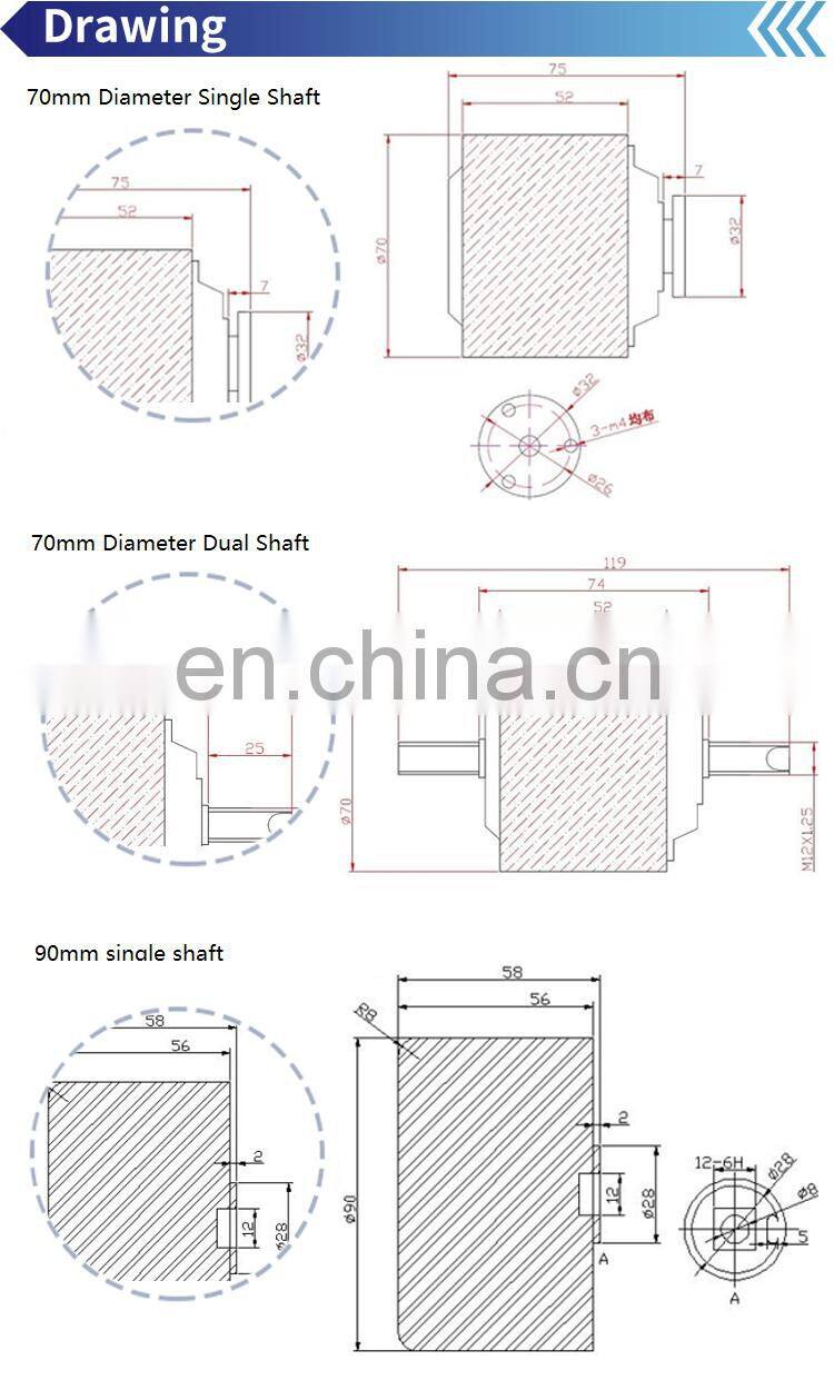 Etech 3 inch 80W 150W 250W BLDC Hub Motor for scooter, friction wheel, skateboard motor