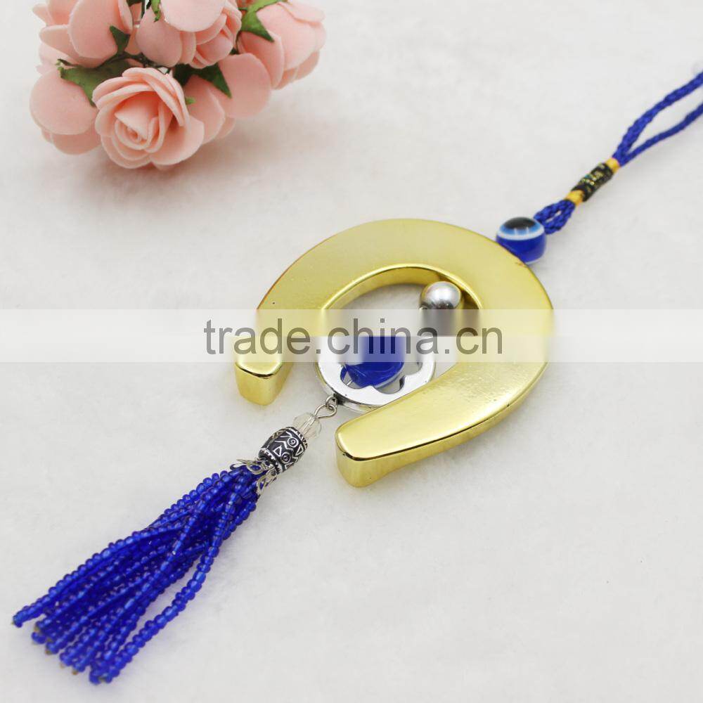 Islamic Horseshoe Pendant Car Hanging With Blue Evil Eye Beads