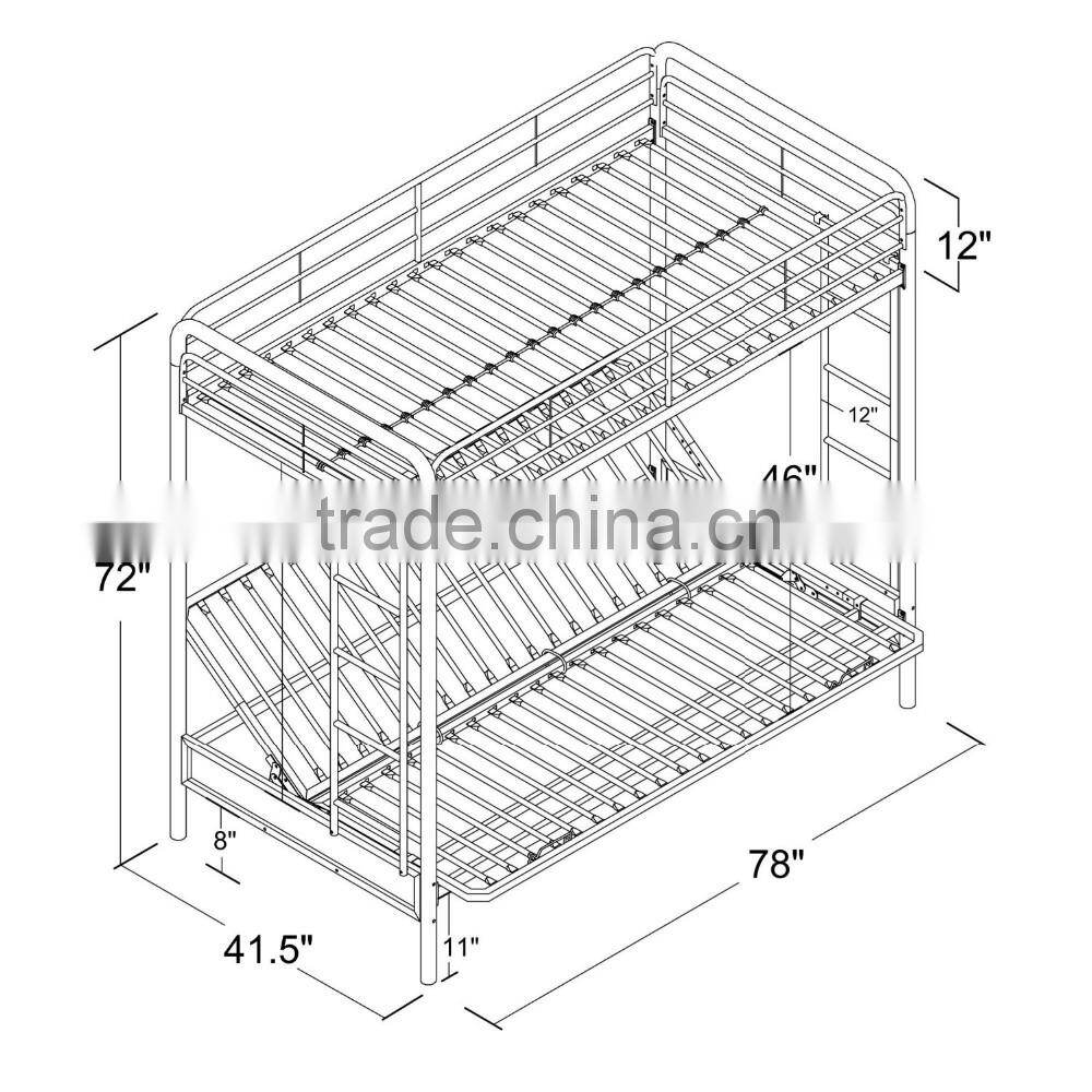 Childrens Cynthia Silver Metal Futon Bunk Beds