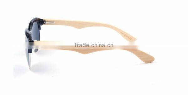 made by hand wood temple semi rimless half frame rimmed polarized sungalsses