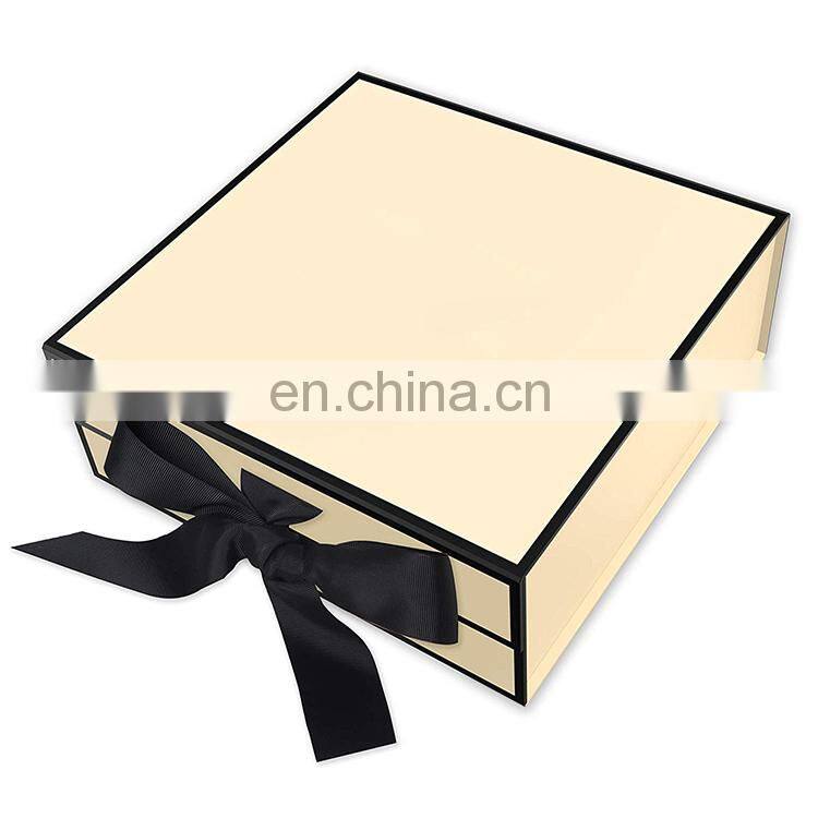 Factory Price Case High Quality Custom Logo Book Style Box Black Rigid Paper Cardboard Hair Gift Packaging Boxes With Ribbon