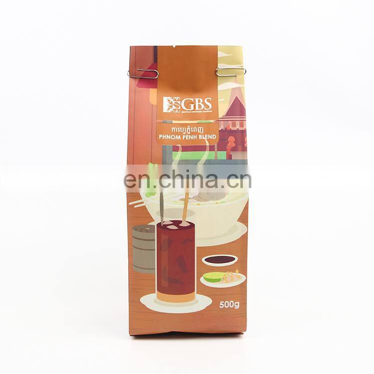 Manufacture Custom printed logo recycle eco-friendly 250g empty coffee bags with valve