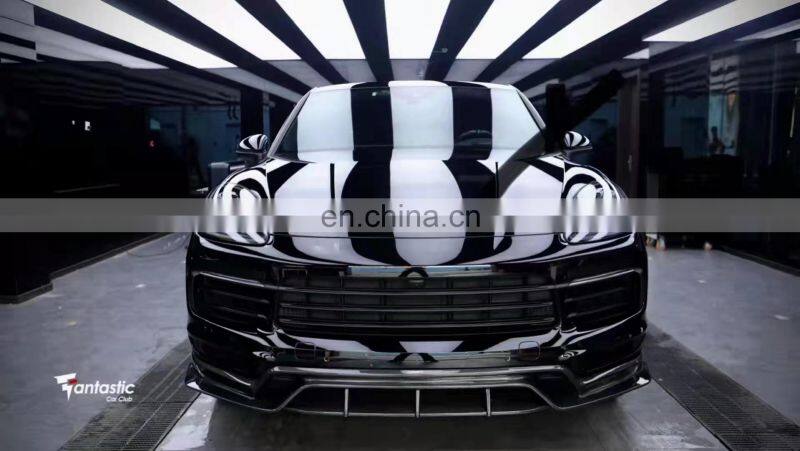 Runde Carbon Fiber Material Front Lip Side Skirt Wheel Eyebrow Rear Lip Spoiler For Porsche Cayenne Modify CMST Style Body Kit