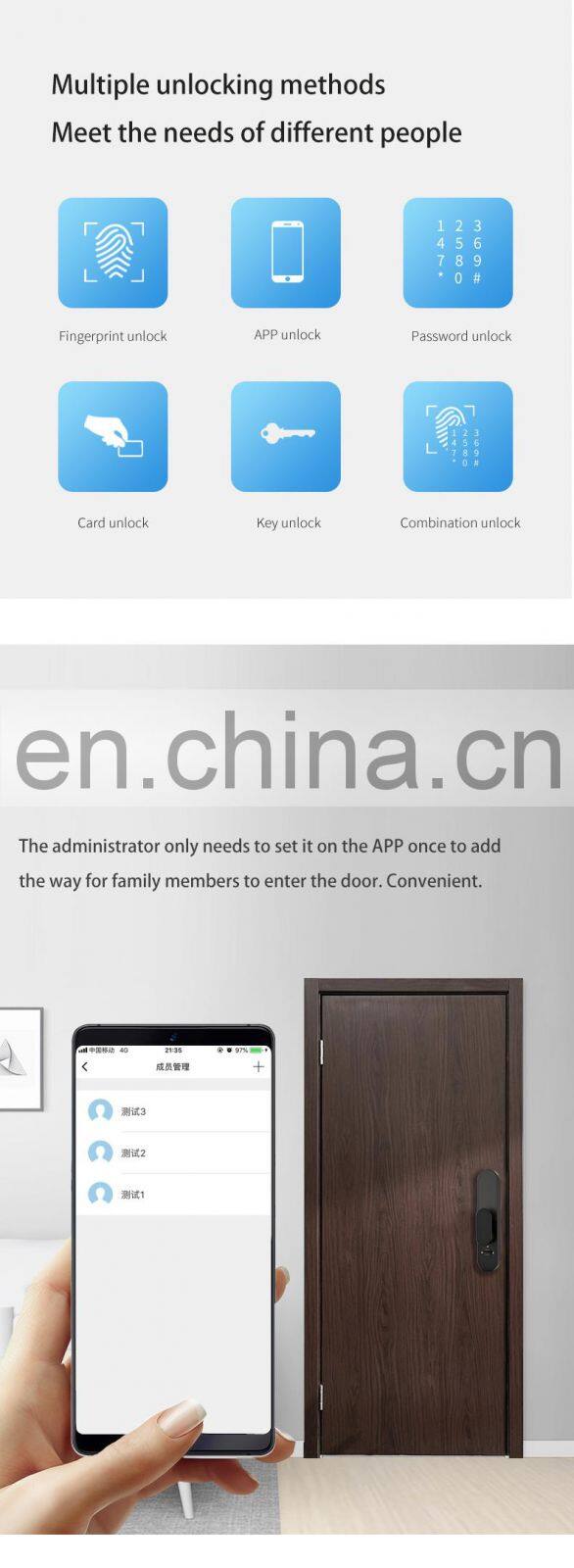 Smart Lock App Fingerprint Keyless for Home Finger WIFI Digital Lock Remote Control tuya TT Smart Lock  Home Wooden Door