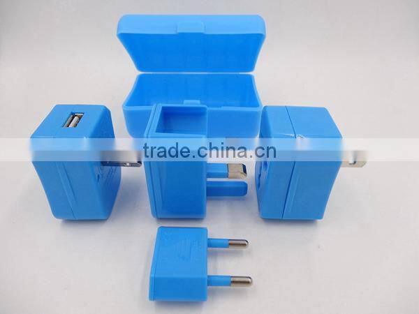 2016 most hot sale corporate blue travel adapter usb port promotional gift items