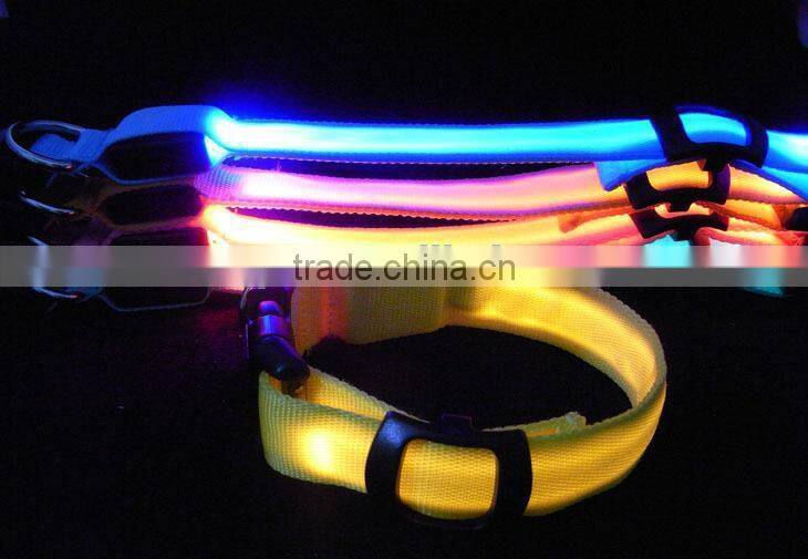 Pure Color Double Side Exposure Flat Optical Fibre Led Pet Dog Collar