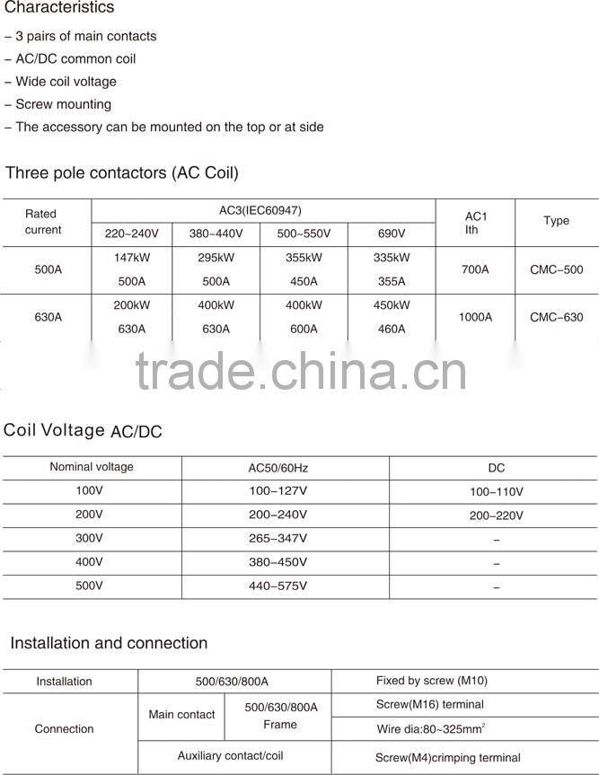 Industrial Controls,CMC Series Contactor-500-630-800 CMC-500