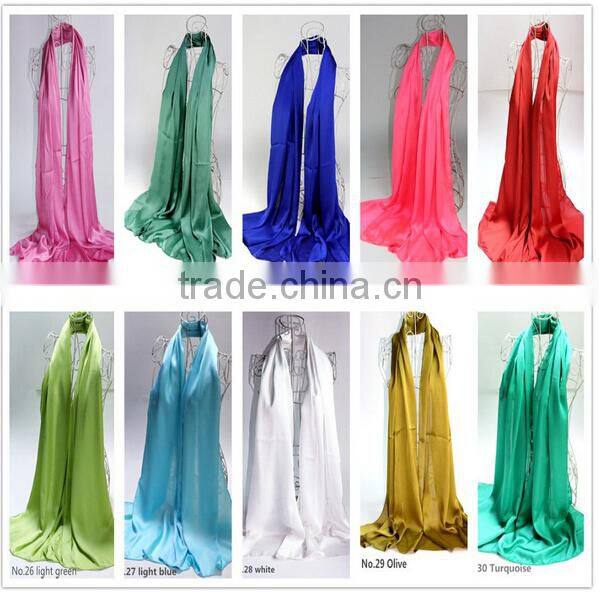 Korea Fashion Solid Color Plain Silk Satin Scarf