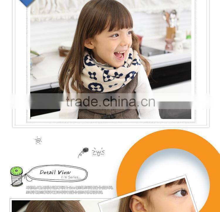 2014 Winter New Flower Pattern Baby Kids Knitted Circle Scarf
