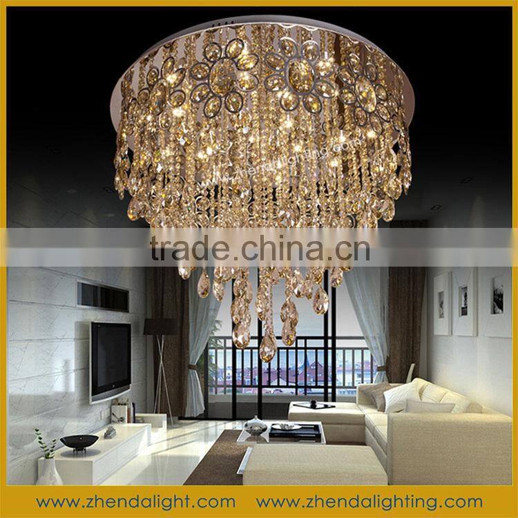 Modern round crystal light home chandelier pendant lamp for hotel lobby