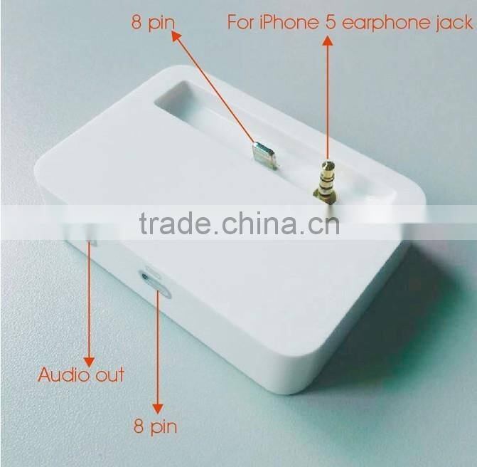 Docking Station, base charger, for iPhone 5/5S with 3.5mm audio output