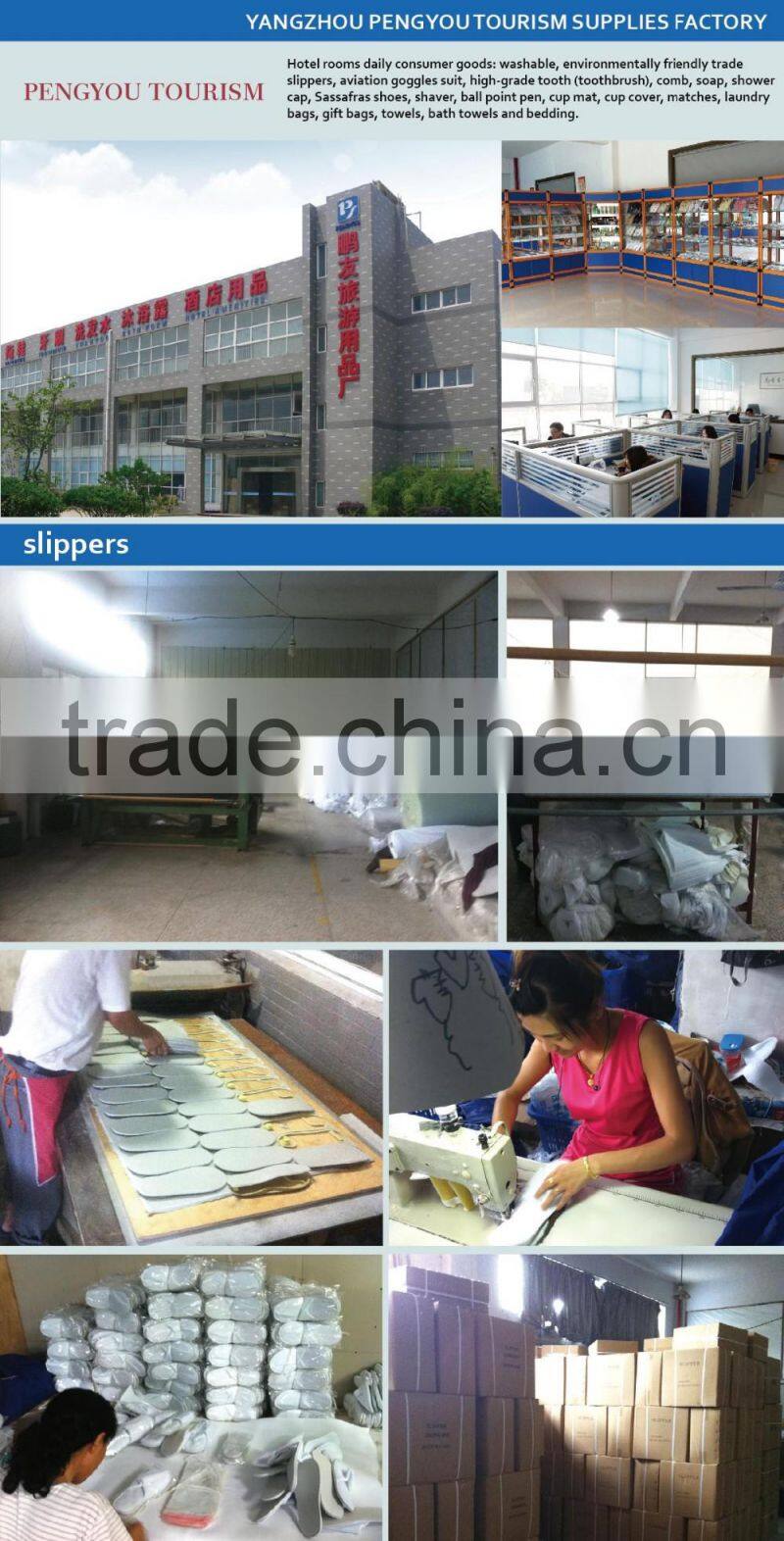 2015 Customised hotel open toe disposable guest slipper