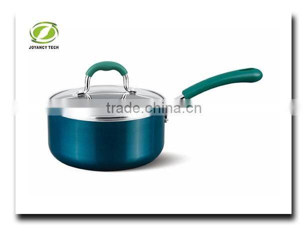 Glass Green Family Used Aluminum Non-stick Sauce Pan Milk Cooking Milk Pot S/S Handle with Silicone