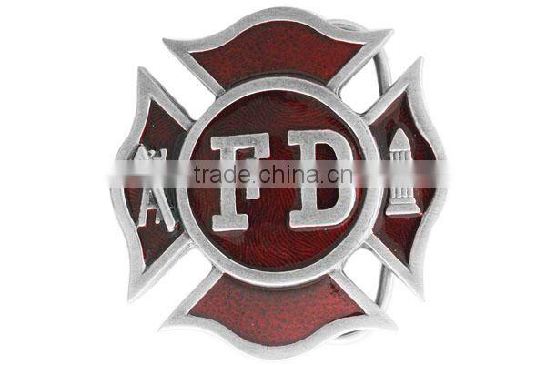 Silver Tone Belt Buckle Displays A Fire Department "Official Tailgater" Belt Buckle With Bottle Opener Metal Fridge Magnet