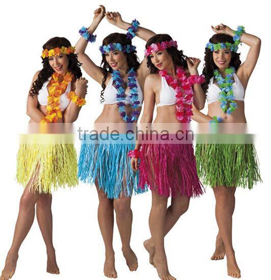 Top new high quality hawaii hula straw dance skirt for party decoration BWG-2468