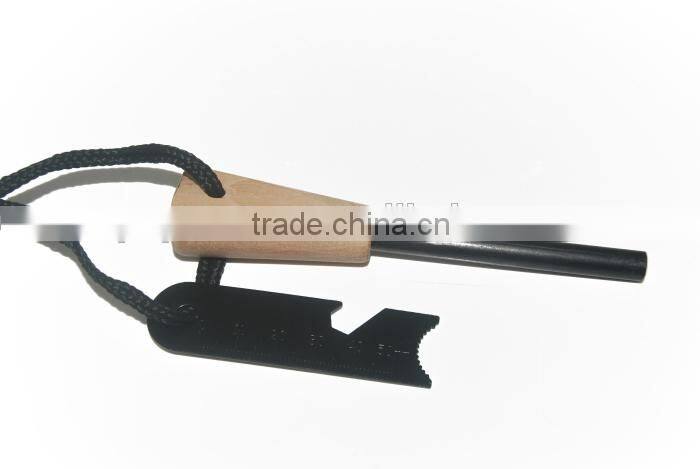 2014 New survival wood fire starter Emergency travel flint with wooden handle