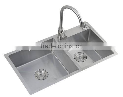 304 and 18 gauge double bowl handmade sink in kitchen sinks