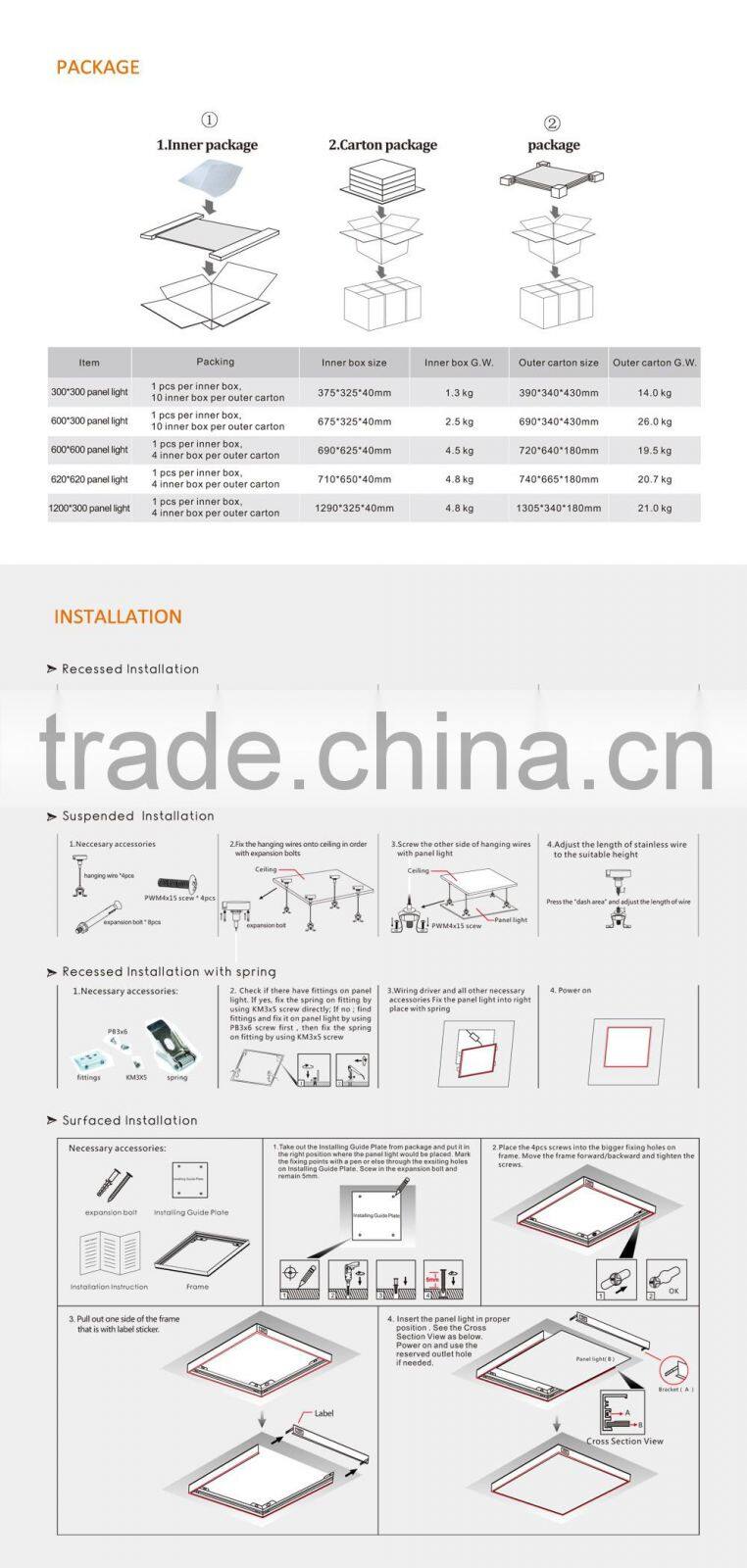 2016 CE 620x620 45W flat panel led ceiling light