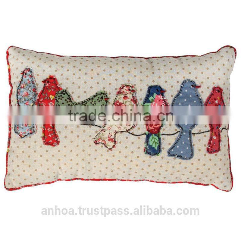 Linen embroidery flower pattern cushion cover