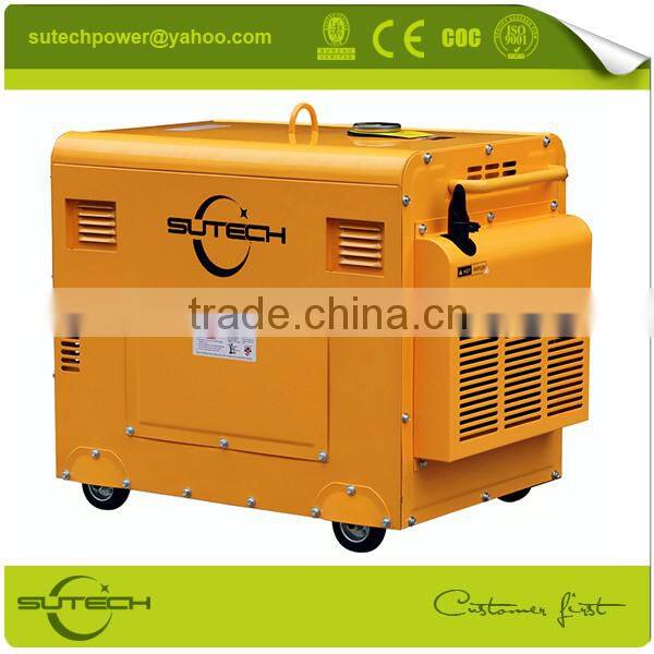 Low noise single phase 5kw portable 220V generator with soundproof and 4 wheels