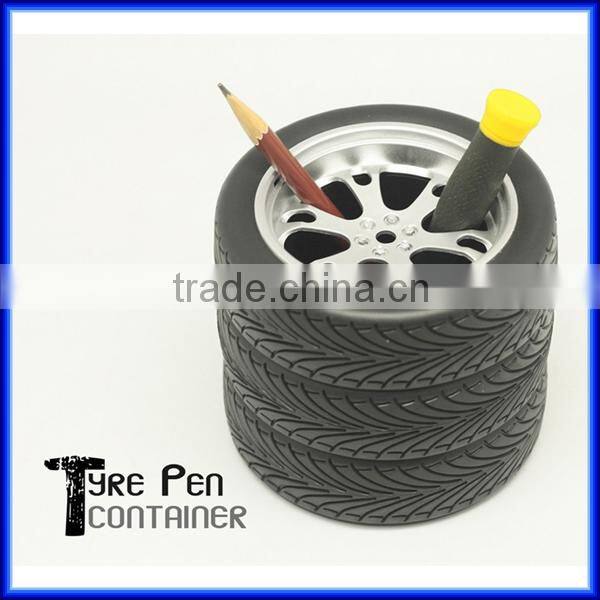 Popular Office Tyre rubber Pencil vase Pen holder for office, Unique Design Tire/tyre Pen Container