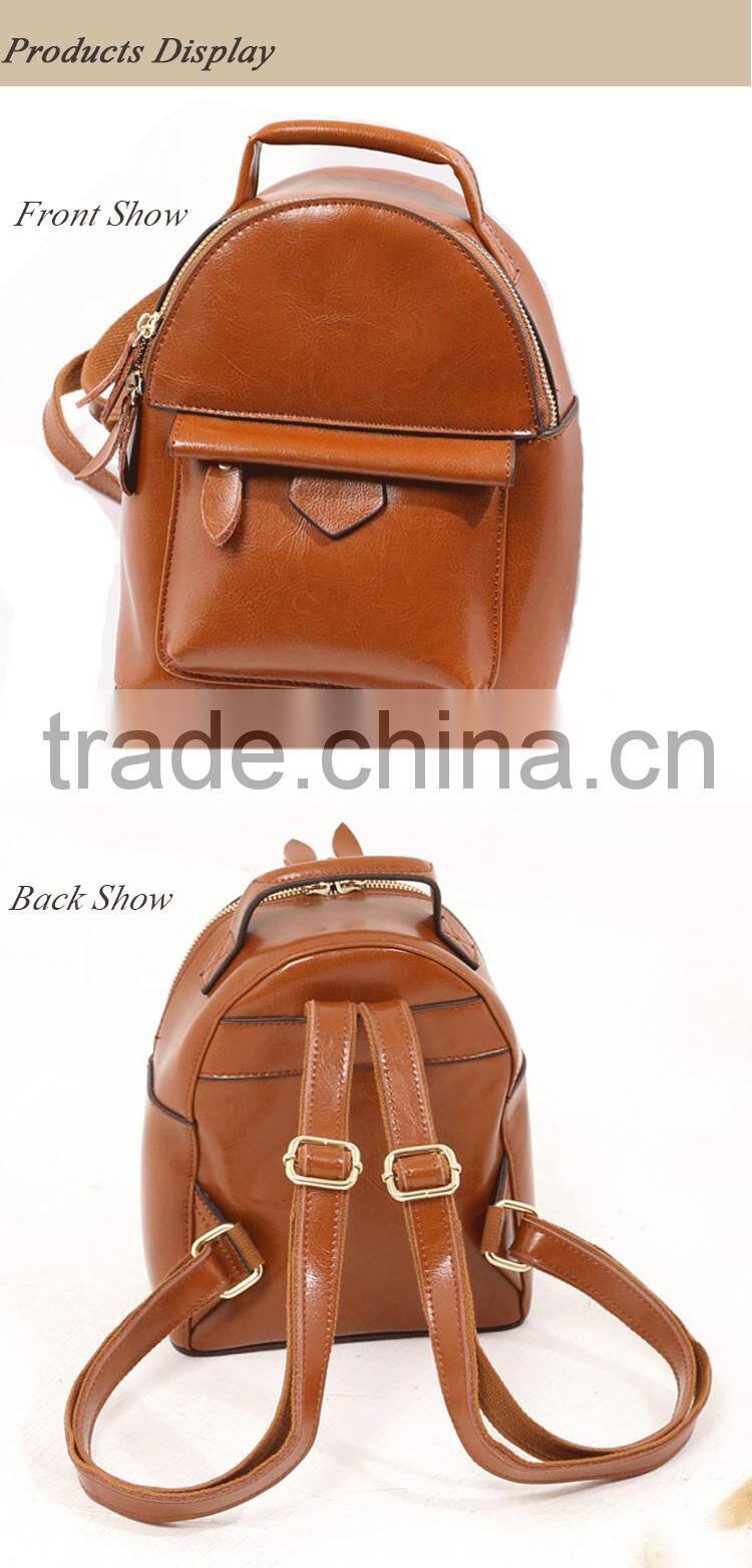 2016 luxury leather backpacks oil wax genuine leather travel backpack
