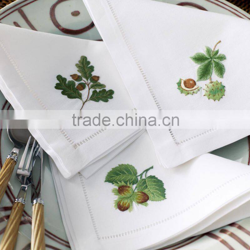 hand embroidery napkin,hemstitch napkin,linen napkin