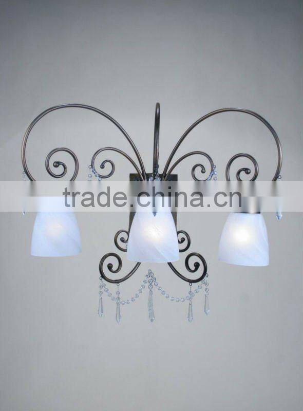 2015 Metal Crystal Wall Lamp/Light wite White Glass Lamp Shade