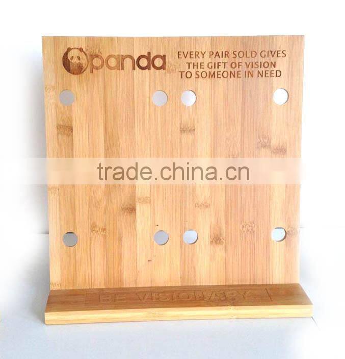 Bamboo sunglasses display in stock