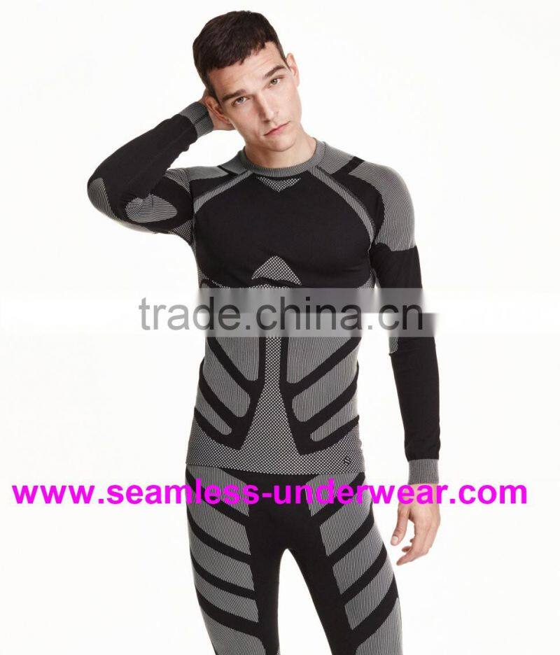 Polypropylene + Nylon + Spandex Cycling Base Layer, Men's Seamless Compression Base Layer for Skiing, Jogging & Training