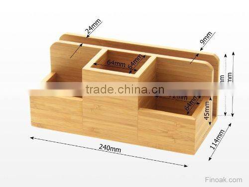 Desk Stationery Organiser - Pen Pencil Letter Rack Holder, Made of Natural Bamboo storage box