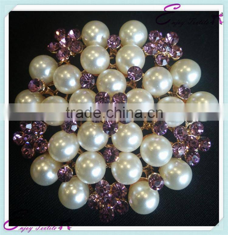 YHA#73 crystal pearl brooch - polyester banquet wedding wholesale table cloth cover chair cover sash band