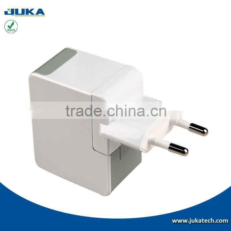 Dual-Port USB Travel Wall Charger 5V 2.4A for iPhone iPad iPod, Samsung Galaxy, Cell Phones, Tablets