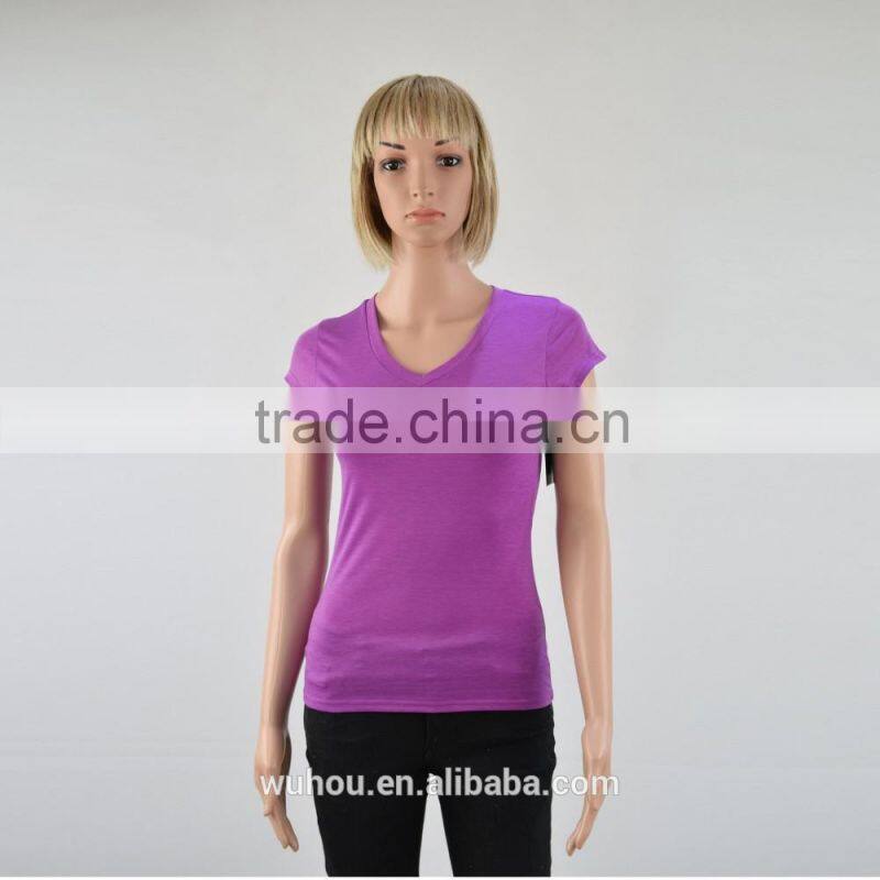 2016 Women's V neck pure color fitness t-shirts