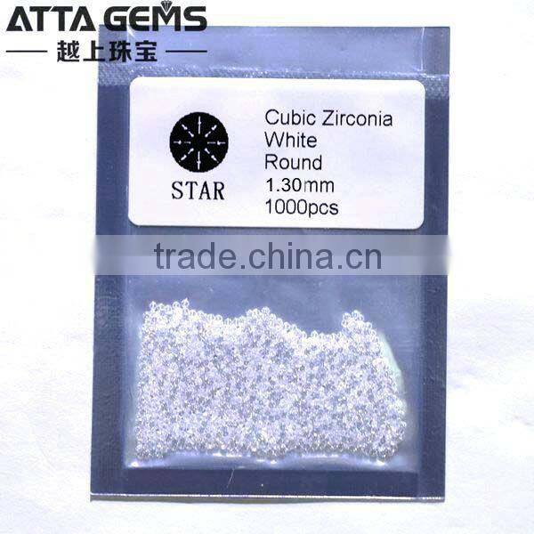 Mini size round star cut 1.30mm large cubic zirconia loose