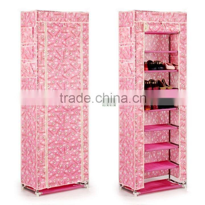 made in china 10 tier non-woven fabirc melamine mdf shoe cabinet