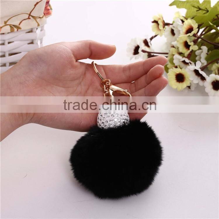 Royal Blue Rabbit Fur Pompom Valentine's Day Gift Keychain